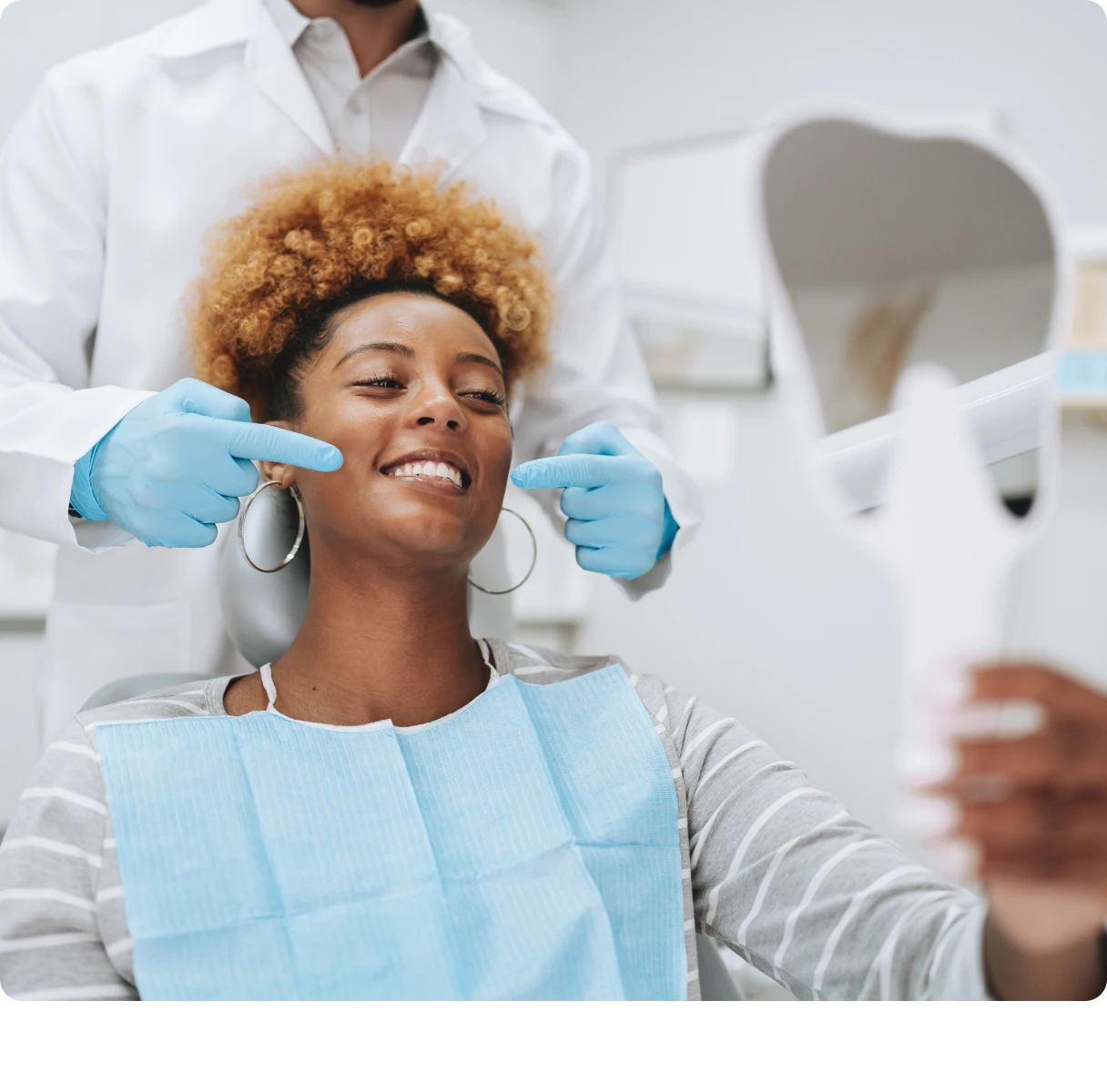 Woman smiling during dental check-up