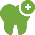 Dental care symbol with plus sign